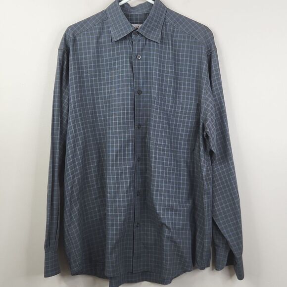VTG Ermenegildo Zegna Plaid Print Long Sleeve Cotton Button Down Shirt Large - Picture 1 of 7